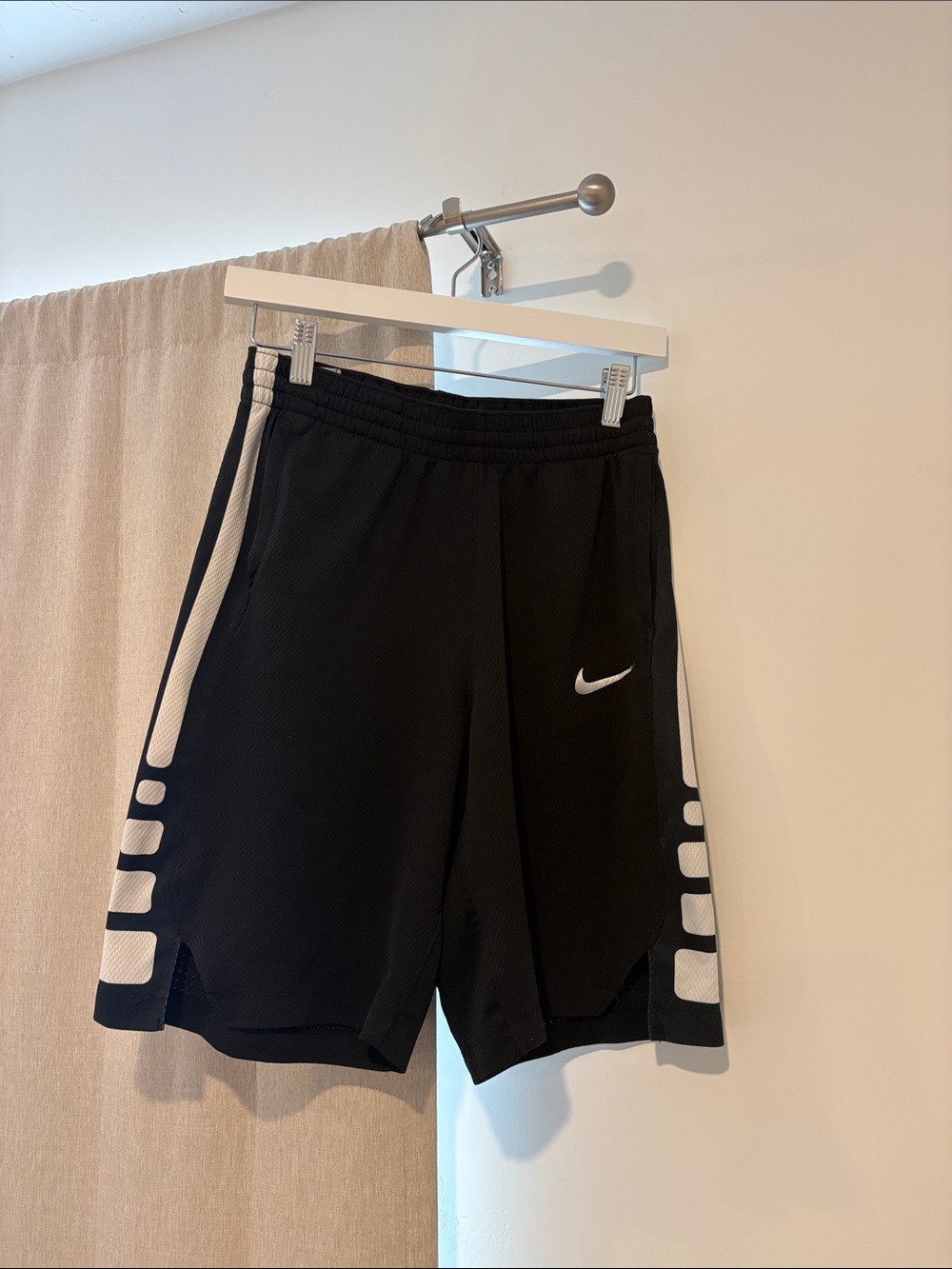 Nike Black Athletic Shorts with White Side Stripes